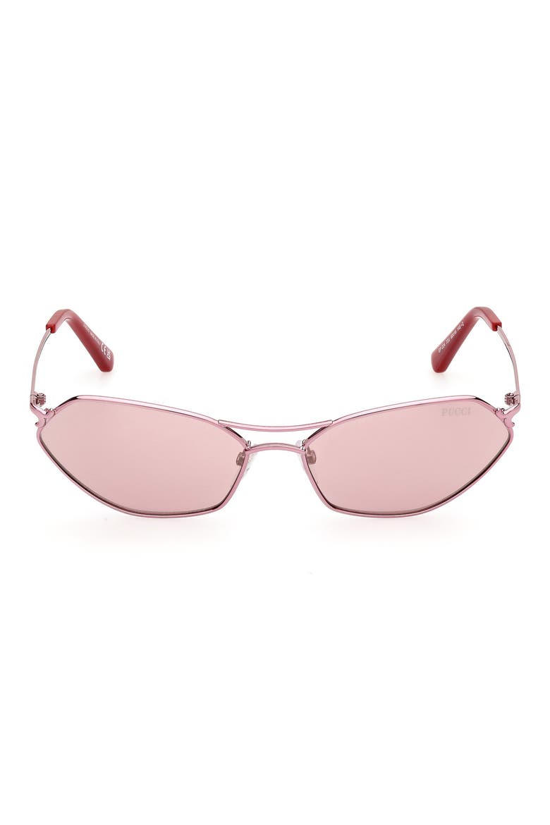 Geometric 54mm Sunglasses, Main, color, SHINY PINK / BORDEAUX MIRROR