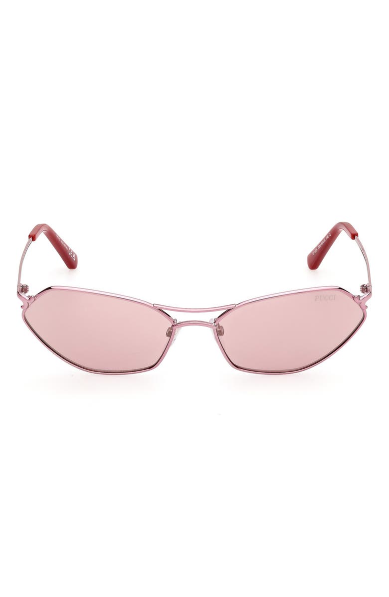 Emilio Pucci Geometric 54mm Sunglasses, Main, color, Shiny Pink / Bordeaux Mirror