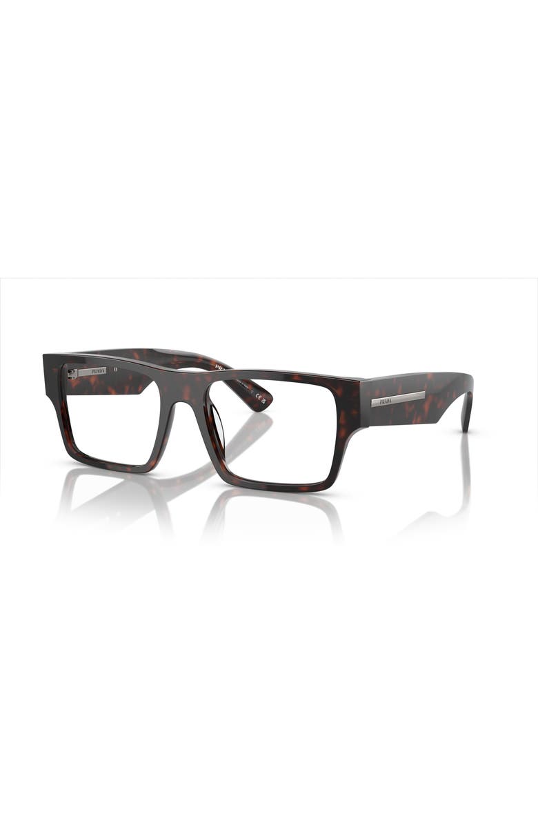 Prada 54mm Rectangle optical glasses, Main, color, Tortoise