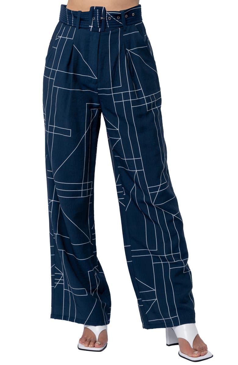 CIEBON Sydney Belted Print Wide Leg Pants, Alternate, color, 