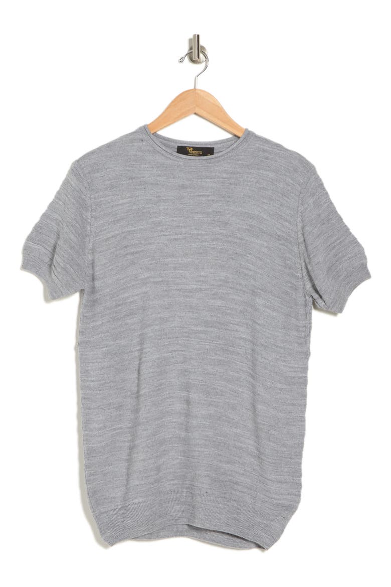 Textured Knit Crewneck T-Shirt, Alternate, color, GREY