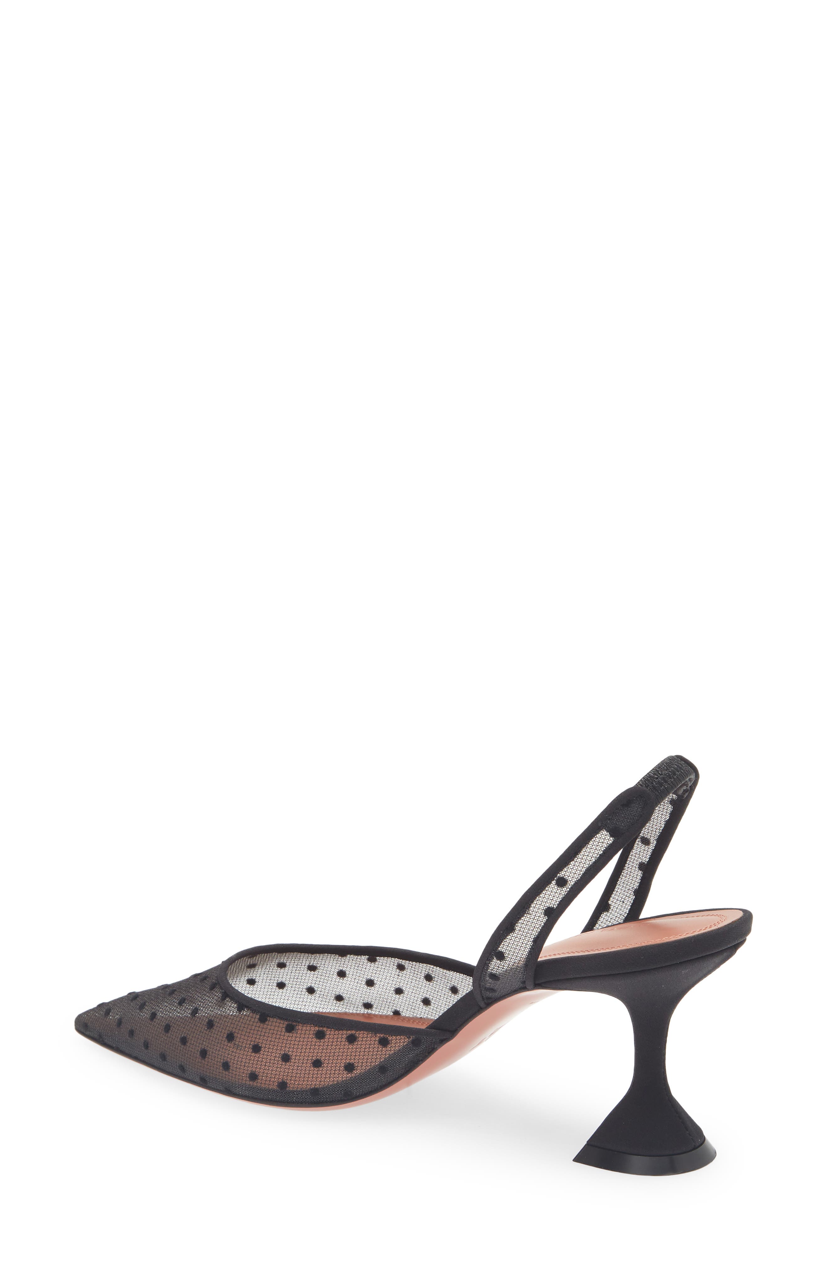 Amina Muaddi Holli Swiss Dot Slingback Pump, Alternate, color, Lace Black Polka Dot