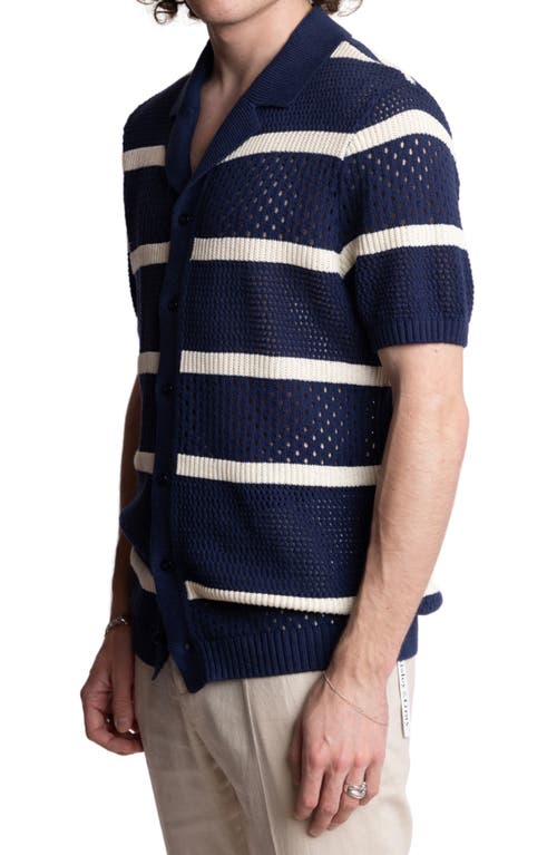 Paisley & Gray Open Stitch Short Sleeve Button-up Shirt In Black
