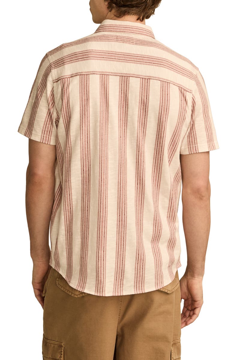 Lucky Brand Short Sleeve Cotton-Blend Button-Up Shirt, Alternate, color, Red Multi