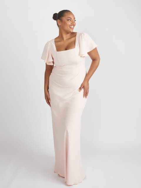 Square Neck Crepe Bridesmaid Dress