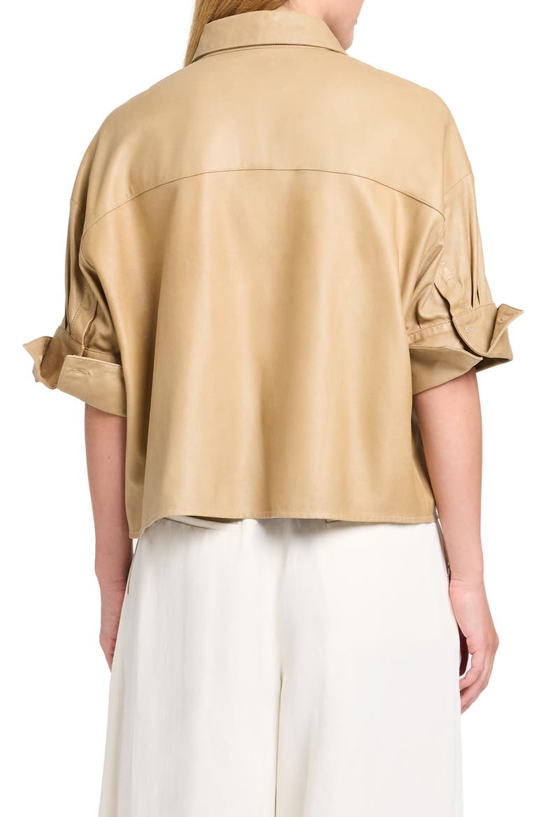 My Newest Mistake Leather Button-Up Shirt, Alternate, color, BRITISH KHAKI