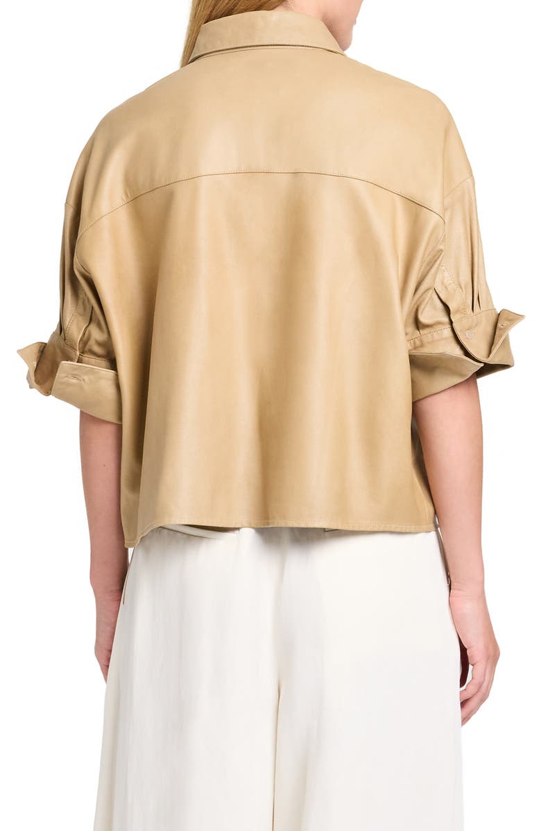 TWP My Newest Mistake Leather Button-Up Shirt, Alternate, color, British Khaki