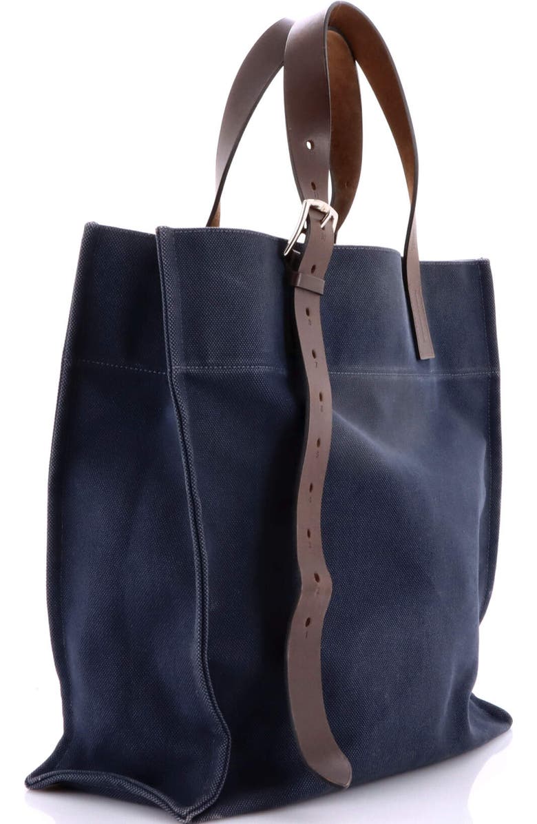 Pre-Owned Hermes Etriviere Shopping Tote Toile and Leather, Alternate, color, Blue