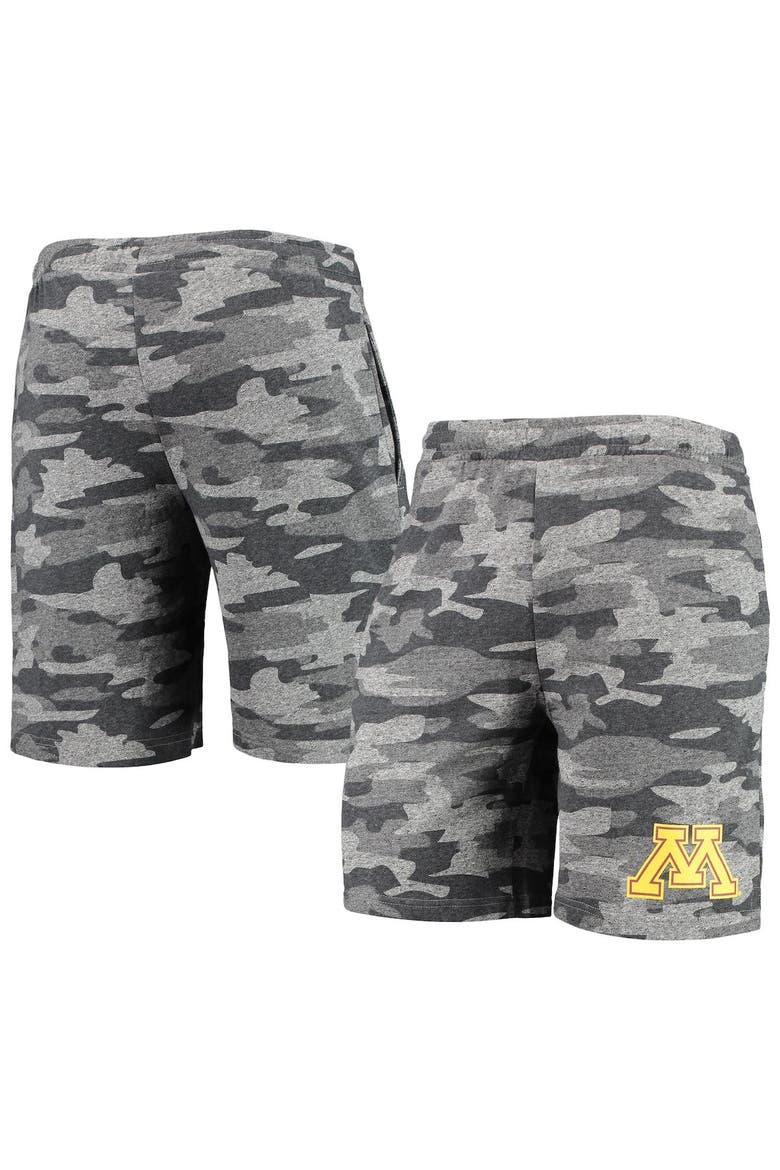 Men's Concepts Sport Charcoal/Gray Minnesota Golden Gophers Camo Backup Terry Jam Lounge Shorts, Main, color, Charcoal