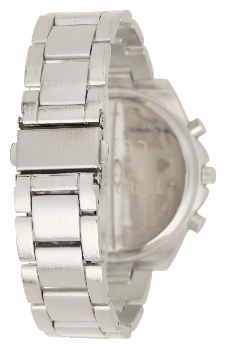 True Religion Logo Chronograph Watch & Bracelets Set, 44mm, Alternate, color, Silver