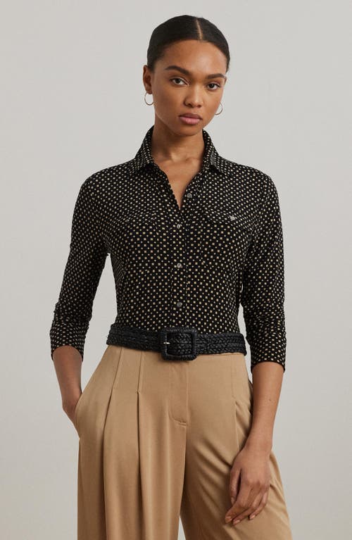 Ralph Lauren Lauren Slim Fit Jersey Button-up Shirt In Black