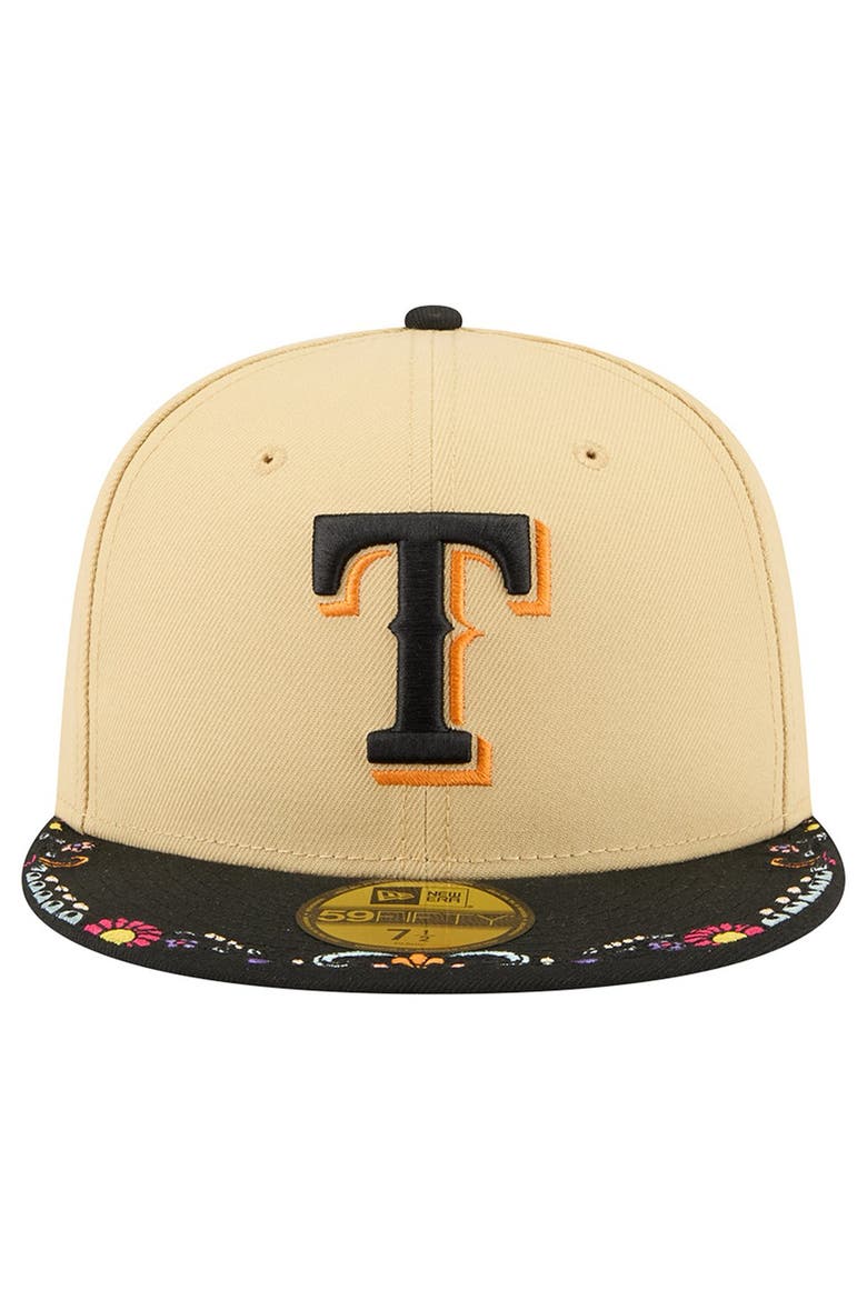 Men's New Era Light Beige Texas Rangers Two-Tone Embroidered Visor 59FIFTY Fitted Hat, Alternate, color, Light Beige