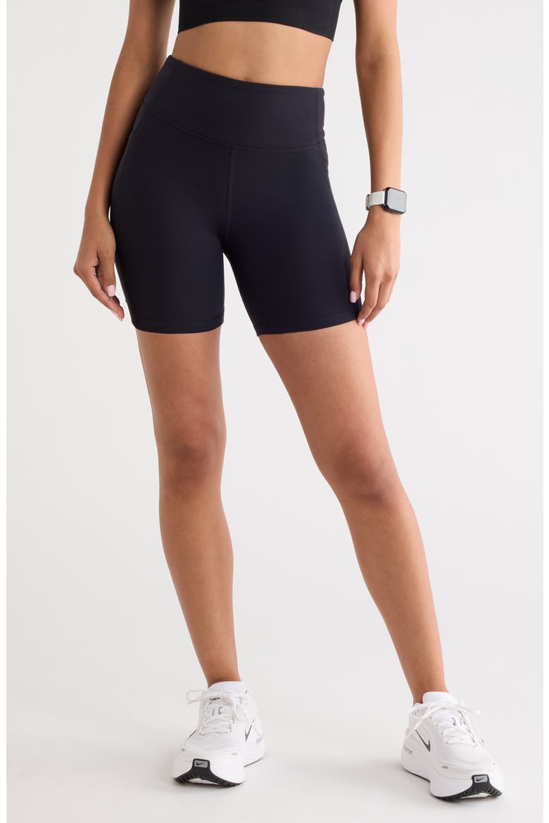 Studio Luxe Pocket Bike Shorts, Main, color, BLACK