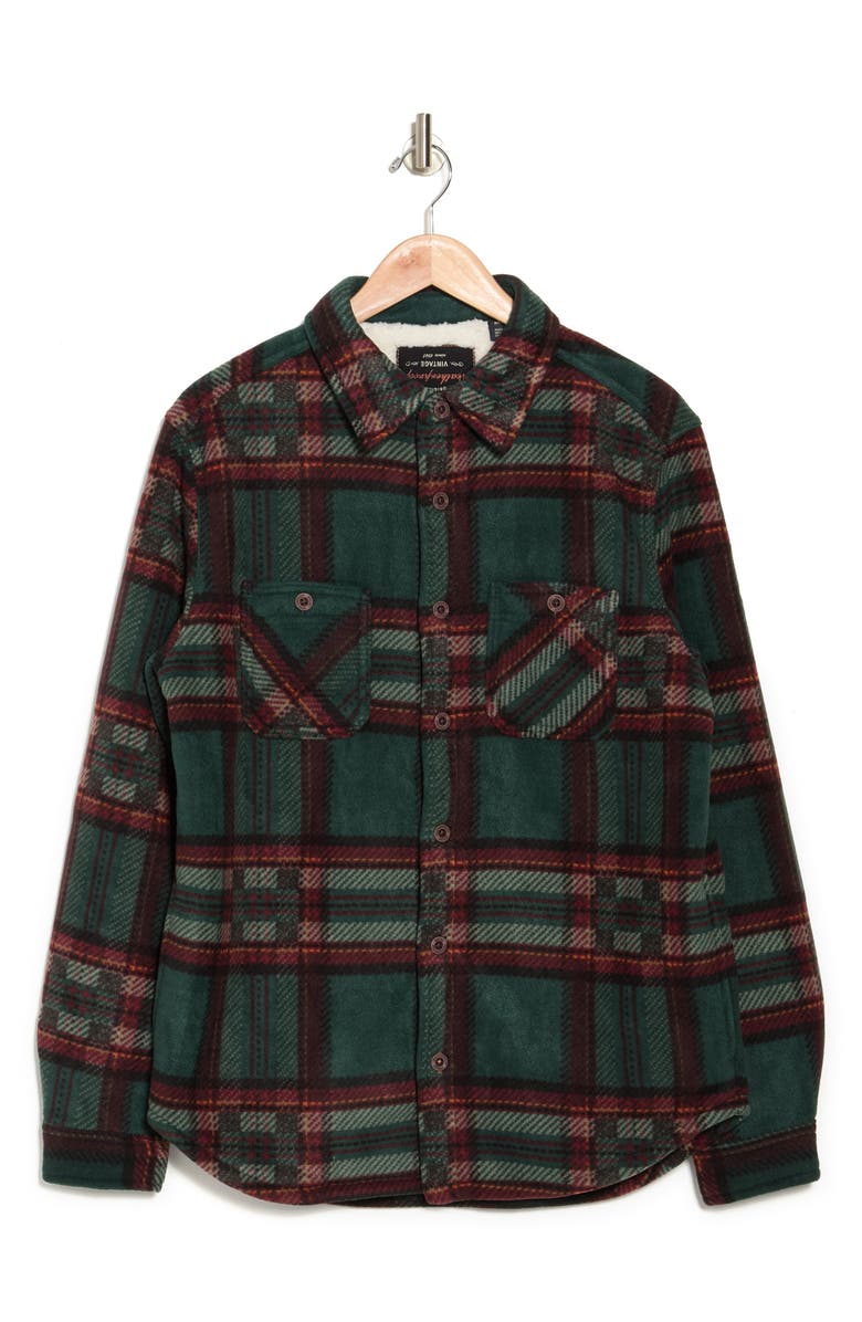 WEATHERPROOF VINTAGE Plaid Faux Shearling Lined Shirt Jacket, Alternate, color, 