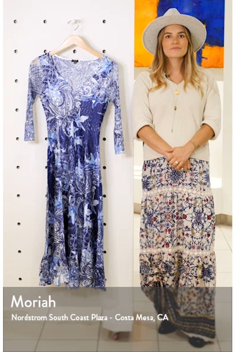 Floral Print Charmeuse Tea Length Dress video