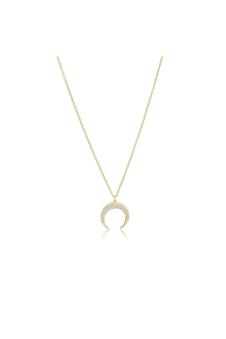 CZ Crescent Horn Necklace, Main, color, Gold Plated Sterling Silver