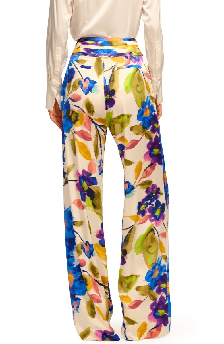 Ramy Brook Joss Floral Print Wide Leg Pants, Alternate, color, Ivory Floral Silk