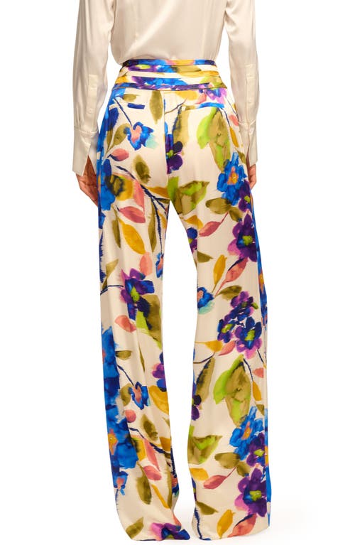 Ramy Brook Joss Floral Print Wide Leg Pants In Blue