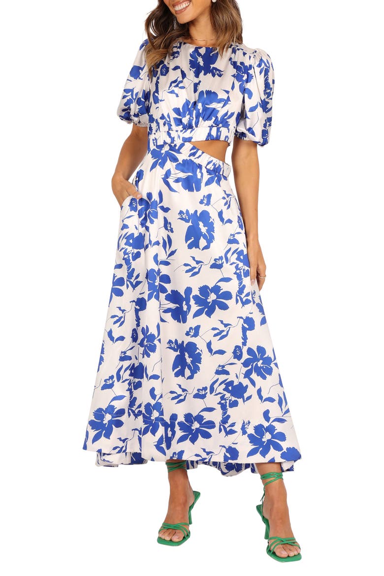 Aminah Puff Sleeve Maxi Dress, Main, color, BLUE FLORAL