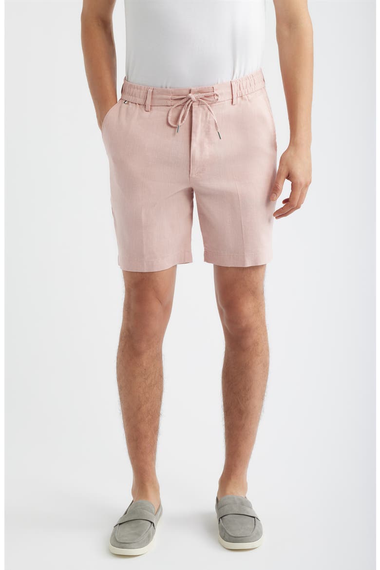 Kane Flat Front Linen Blend Drawstring Shorts, Main, color, LIGHT PASTEL / PINK