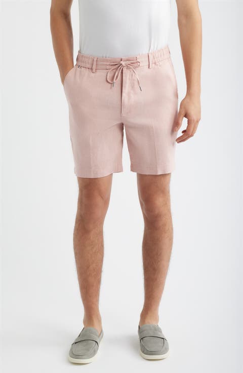 Kane Flat Front Linen Blend Drawstring Shorts