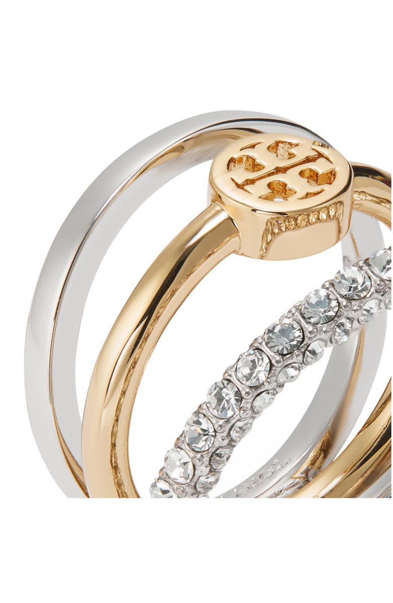Tory Burch Icon Pavé Stacking Ring, Alternate, color, 