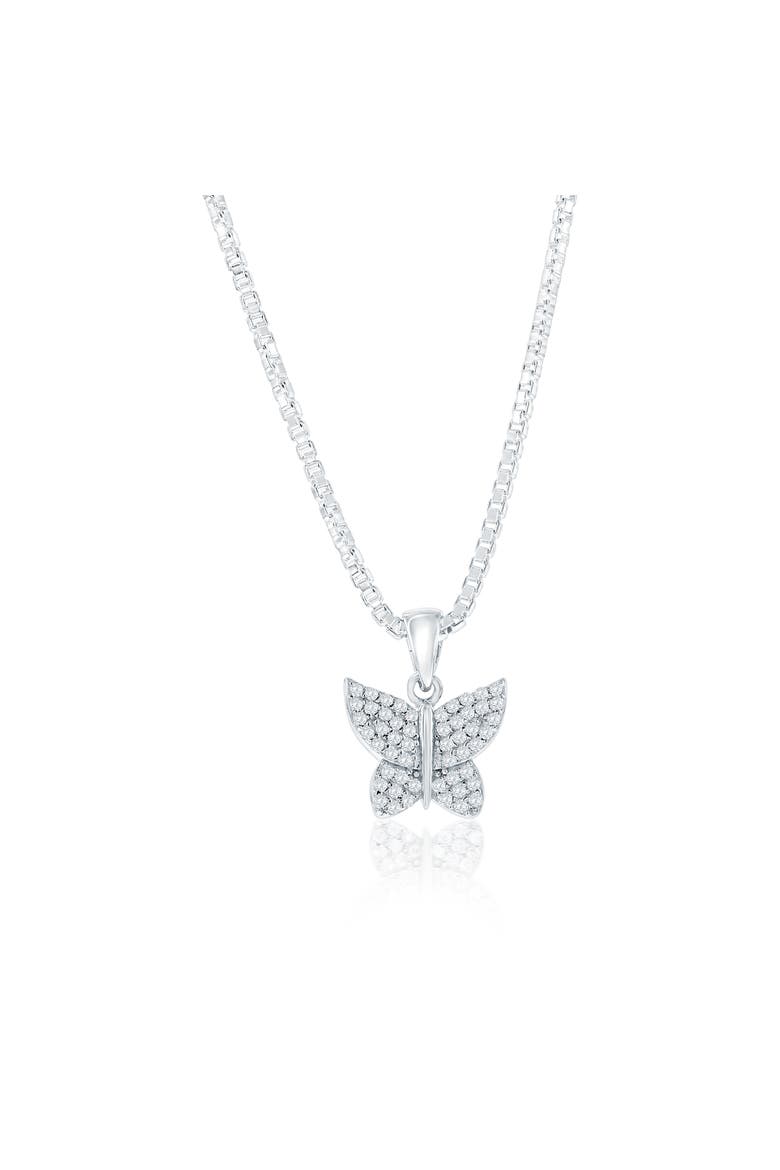 Crystal Butterfly Necklace, Main, color, Silver