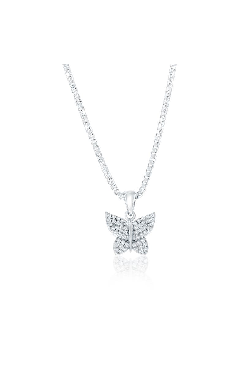 Donatello Gian Crystal Butterfly Necklace, Main, color, Silver