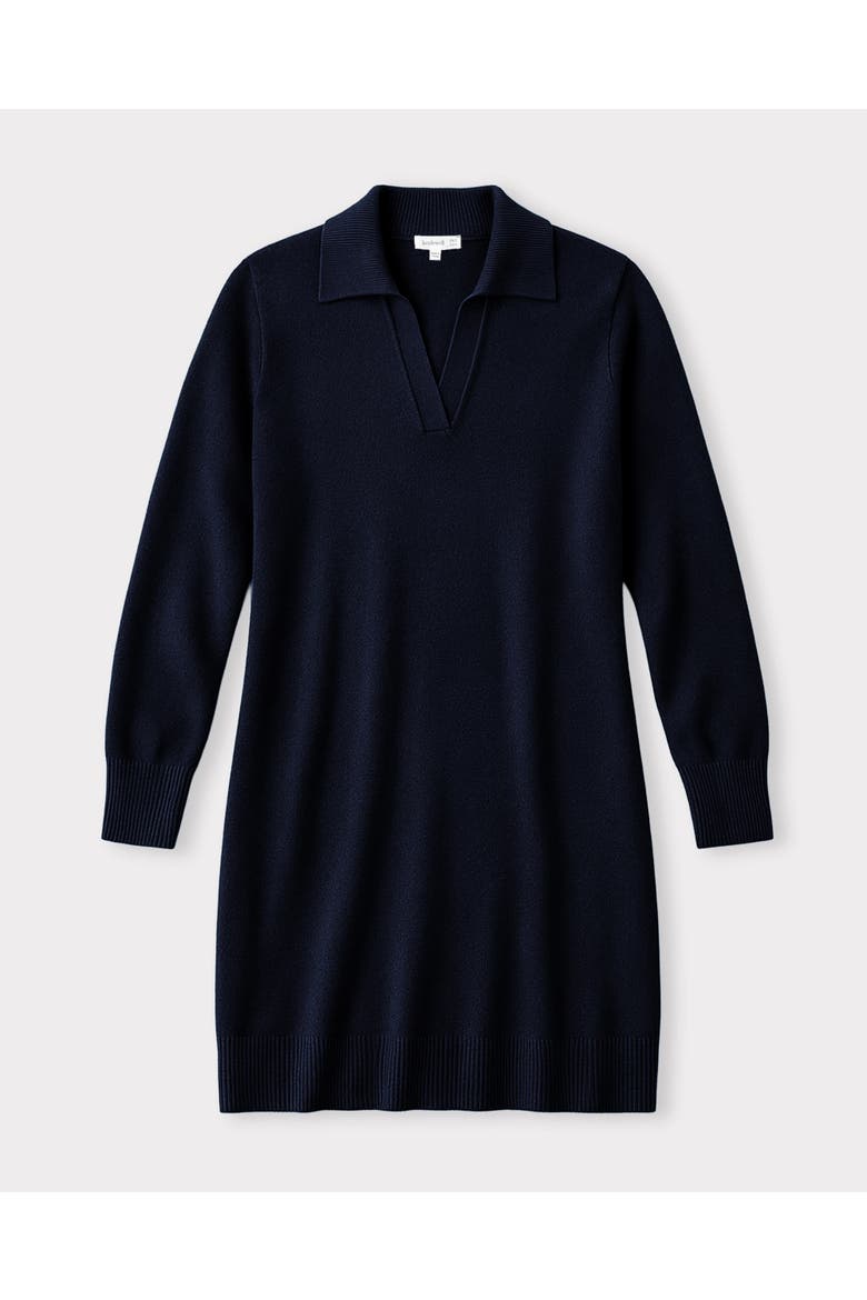 Trophy Neck Wool Shirt Dress, Alternate, color, Dark Navy