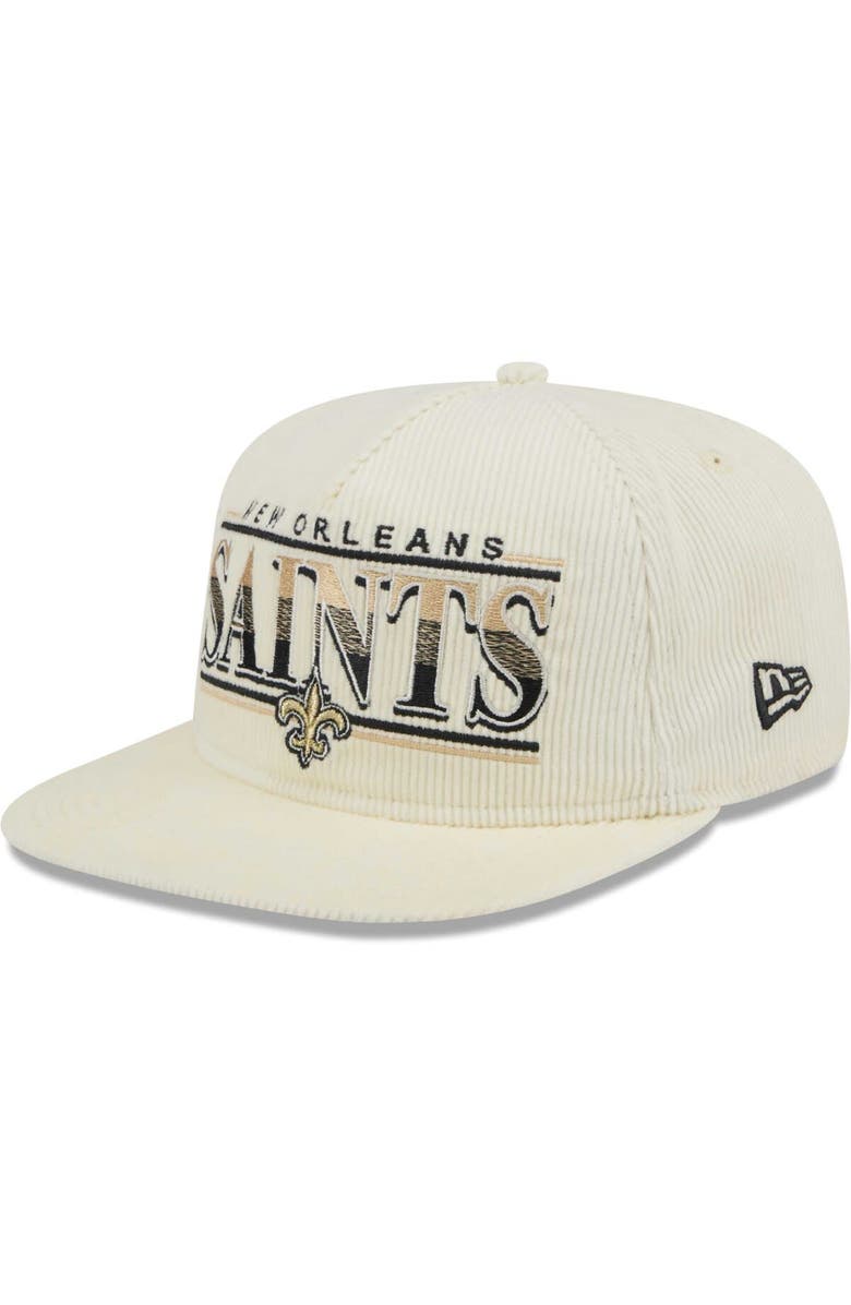 New Era Men's New Era Cream New Orleans Saints Throwback Corduroy Golfer Snapback Hat, Alternate, color,