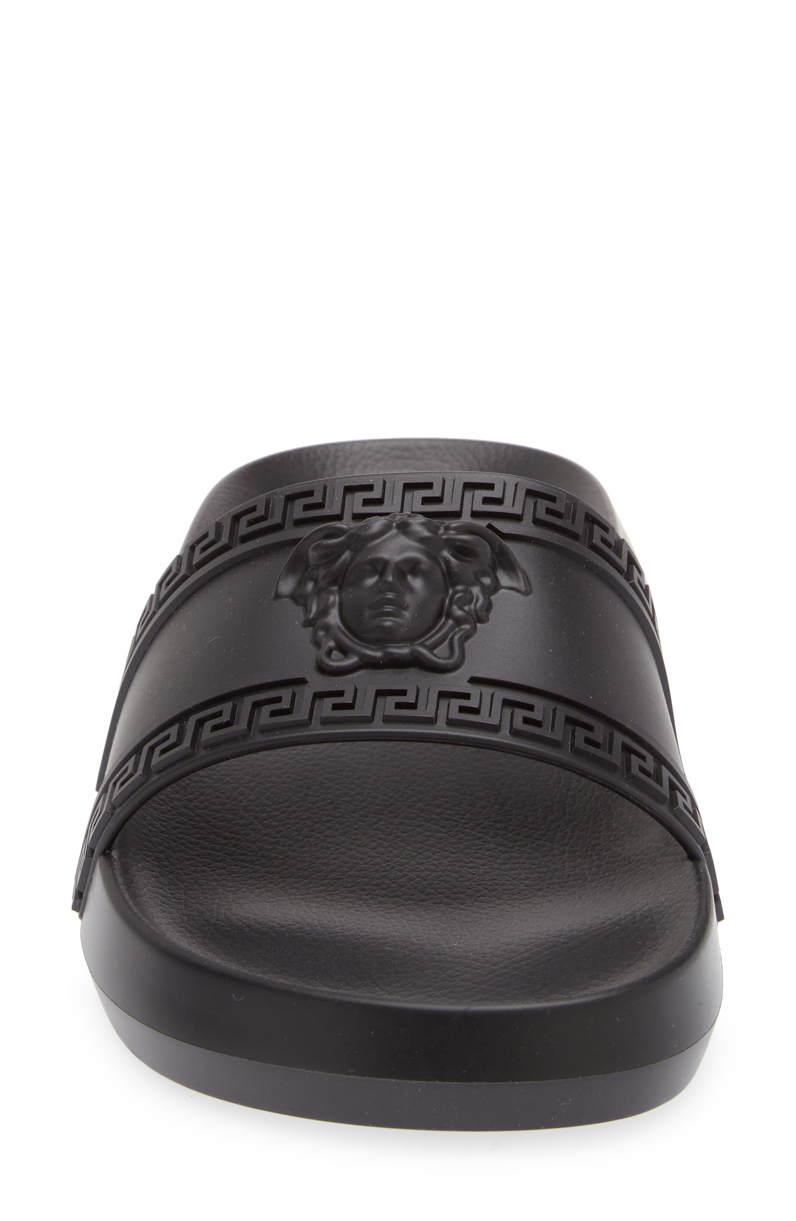 Versace Medusa Pool Slide, Alternate, color, Black