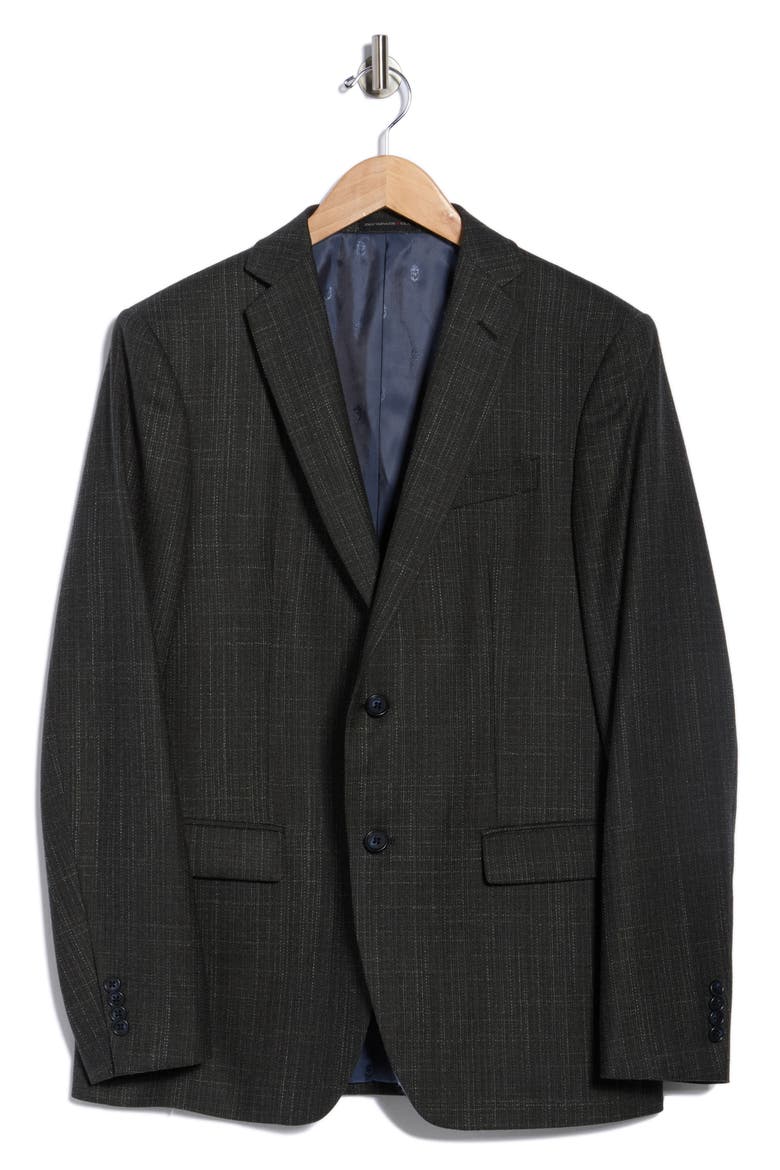 Plaid Knit Sport Coat, Alternate, color, BLACK