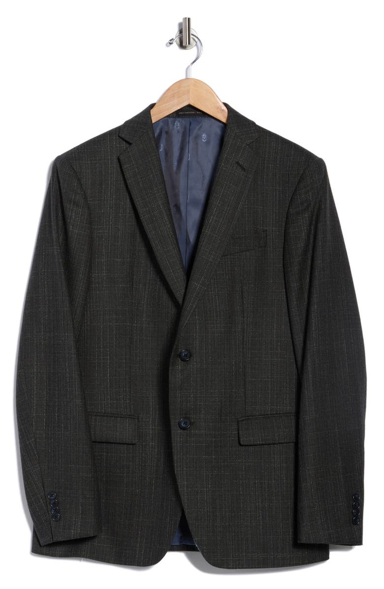 John Varvatos Star USA Plaid Knit Sport Coat, Alternate, color, Black
