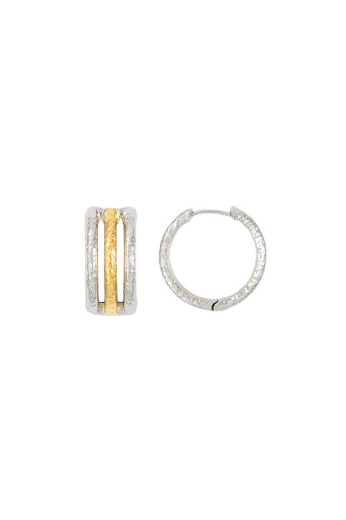 Lucy Quartermaine Multi Finish Triple Hoops In Metallic
