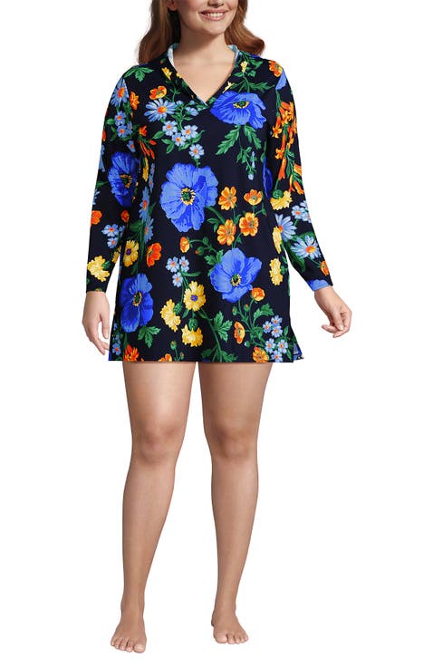 Plus Size Hooded Mini Swim UPF 50 Swim Cover-Up Dress