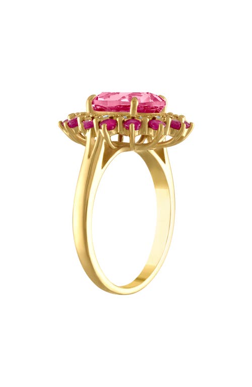 Fzn 14k Gold Over Silver Pink Topaz, Ruby & Diamond Ring In Multi