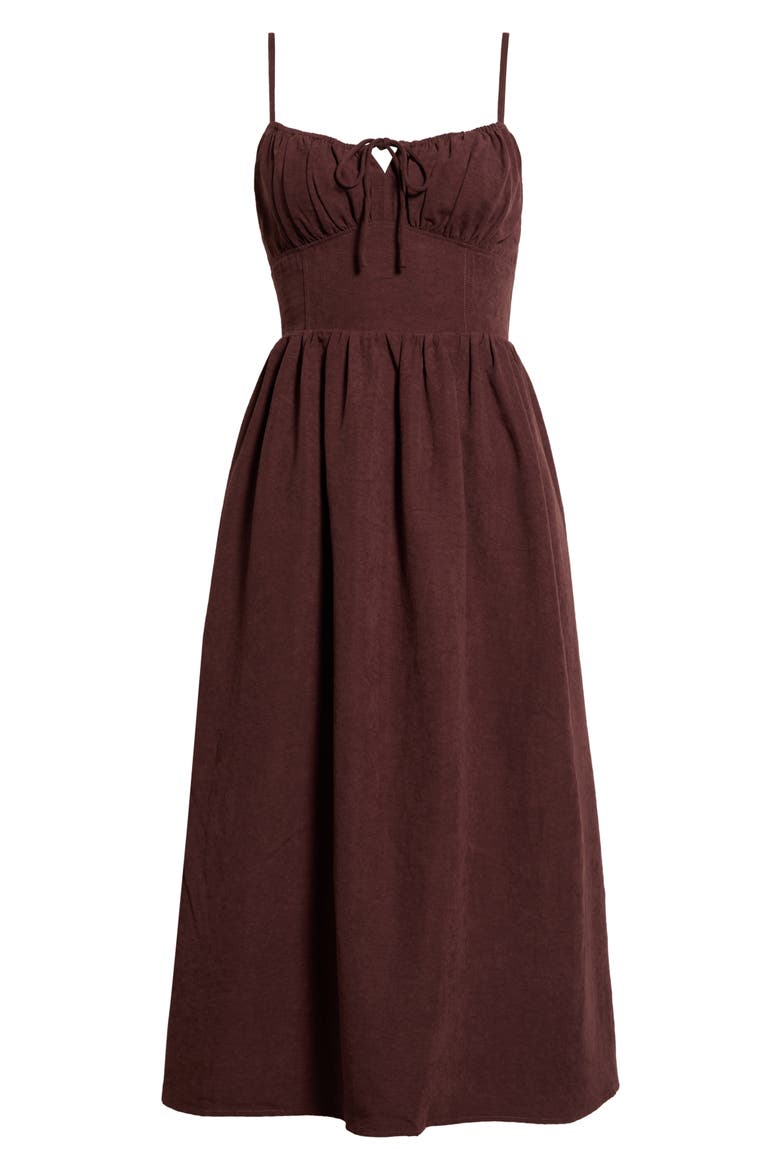 Faux Suede Drop Waist Midi Dress, Alternate, color, MAHOGANY