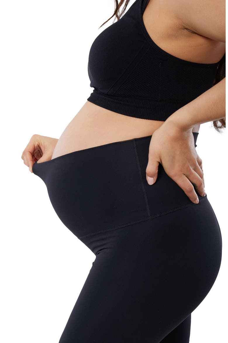 Set of 2 Fold Down Waist Maternity Leggings, Alternate, color, BLACK / BLACK