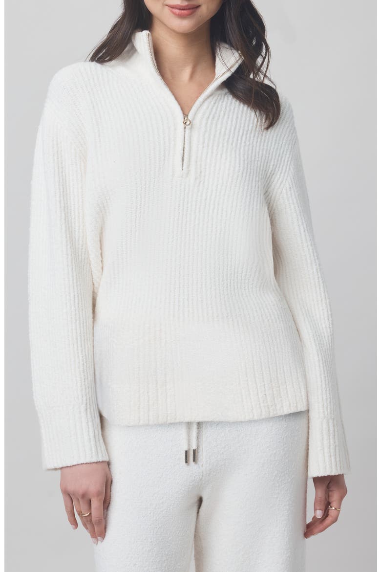 x @cellajaneblog Quarter Zip Sweater, Main, color, SNOW