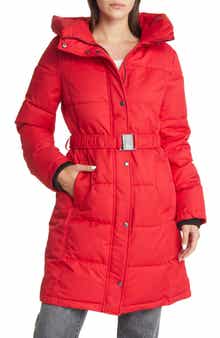 Sam Edelman Women's Belted Longline Puffer Jacket