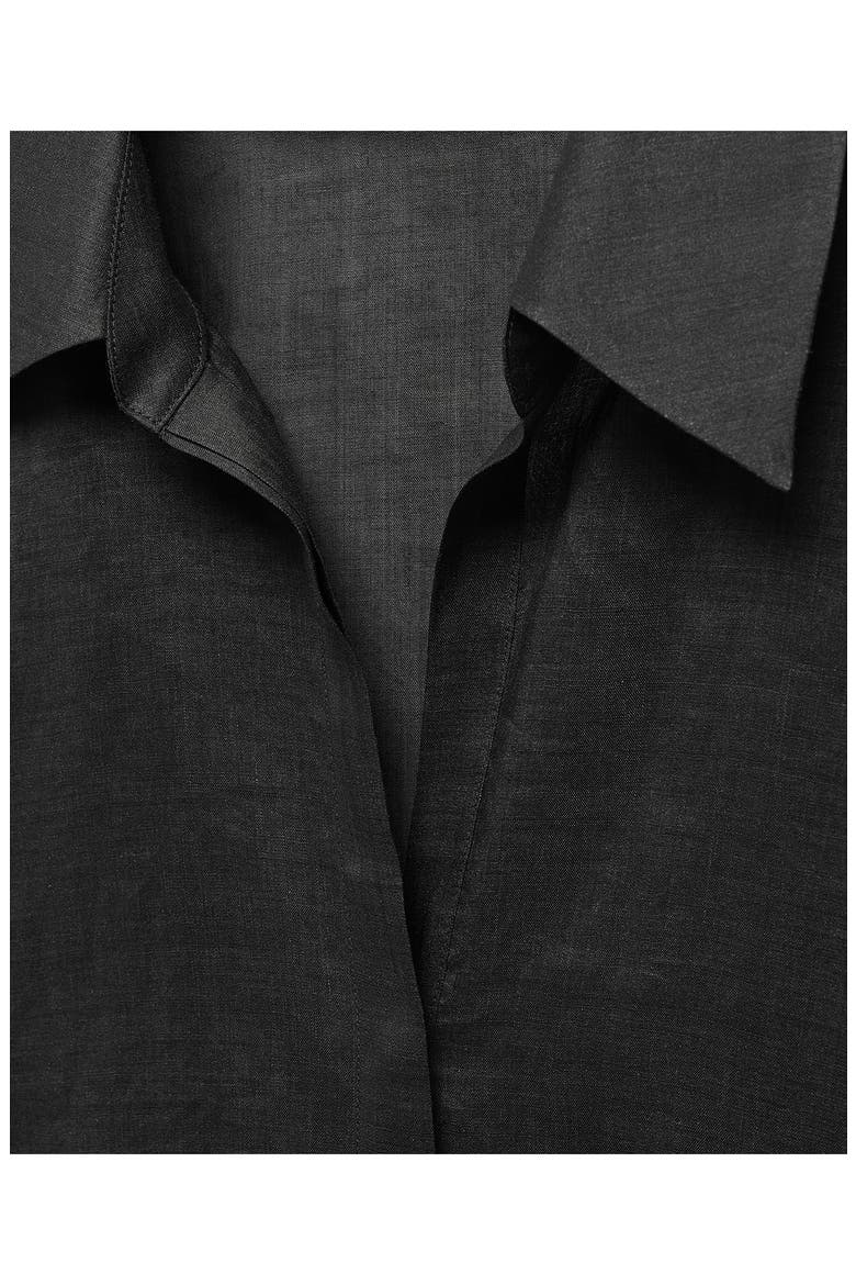 Ramie Button-Up Shirt, Alternate, color, BLACK