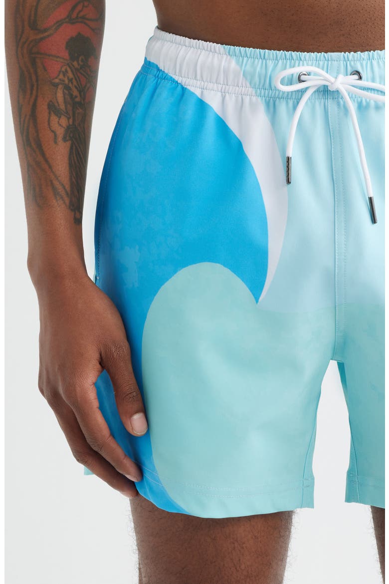 '90s Wave Swim Trunks, Alternate, color, DARK BLUE