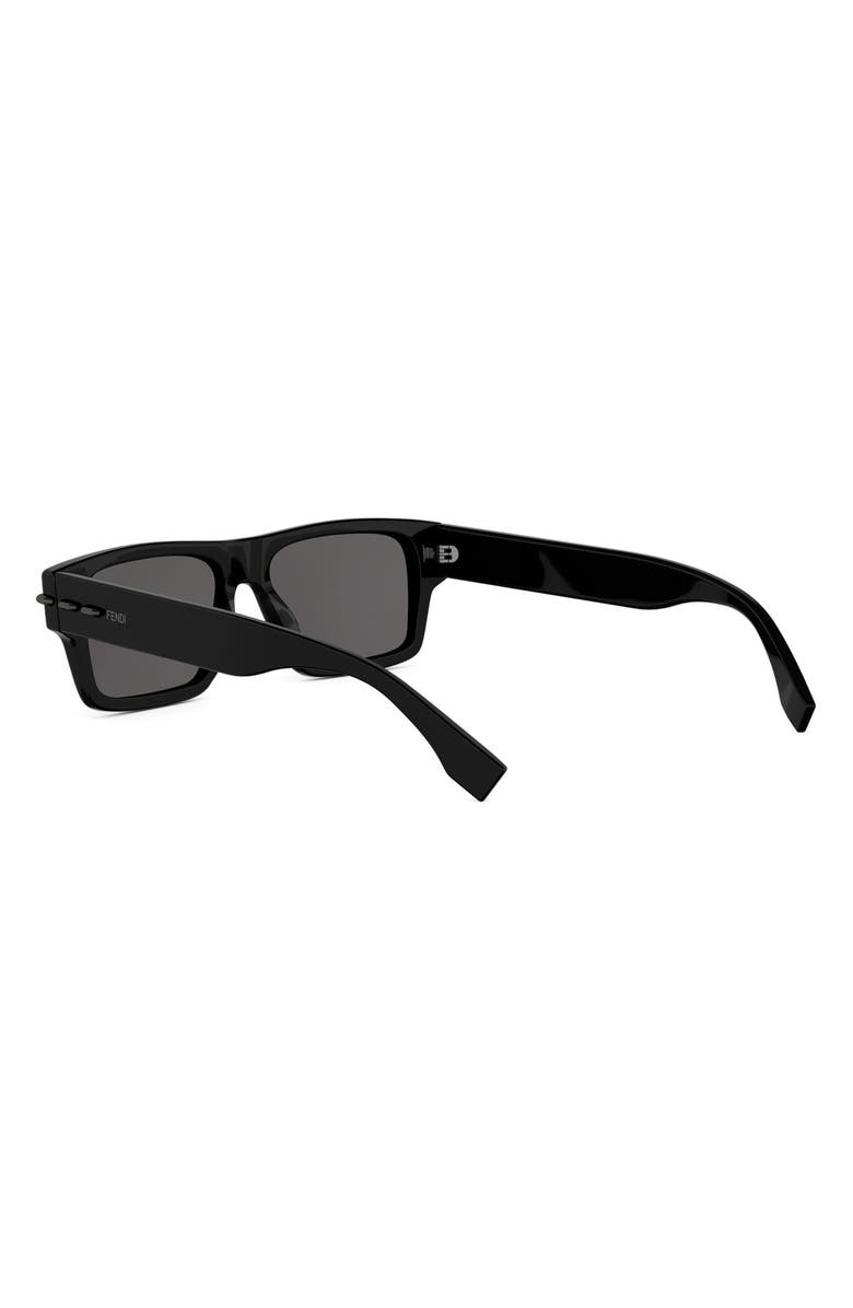 Fendi Selleria 54mm Rectangular Sunglasses, Alternate, color, Shiny Black / Smoke
