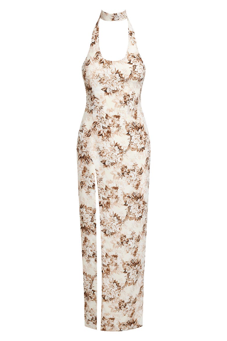 Westwood Floral Choker Halter Maxi Dress, Alternate, color, CHOCOLATE FLORAL