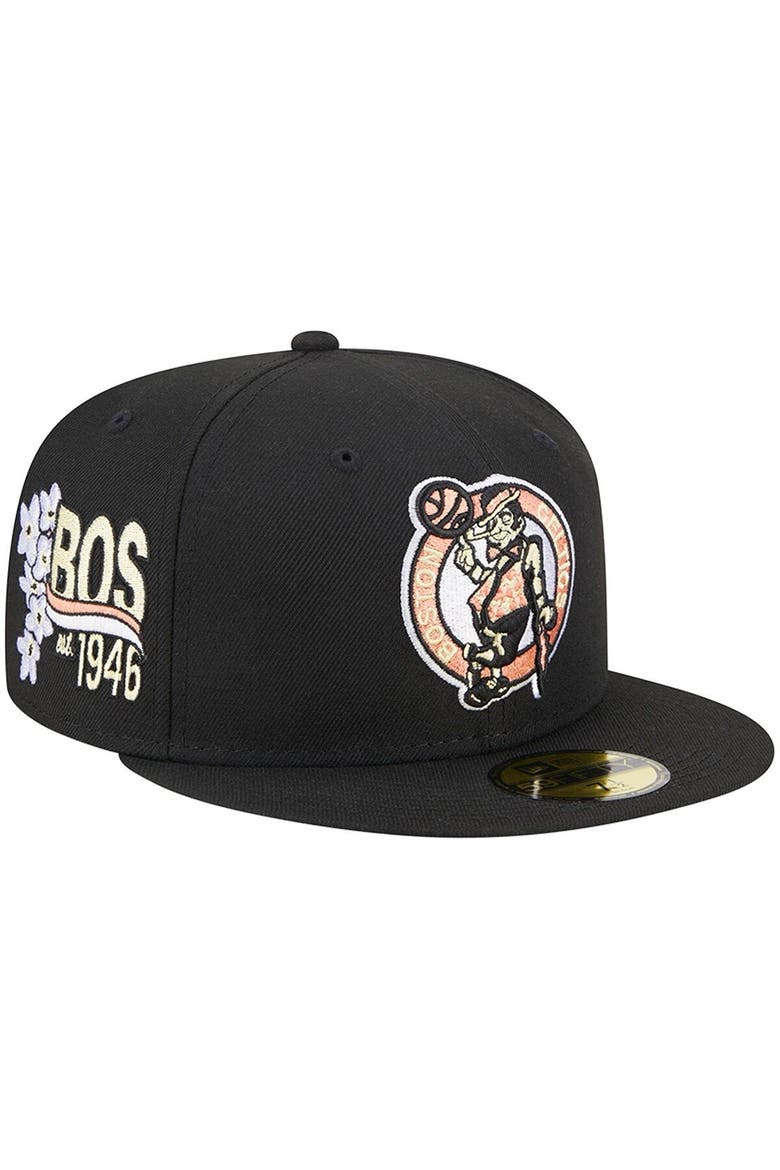 Men's New Era Black Boston Celtics Floral Side 59FIFTY Fitted Hat, Main, color, Black