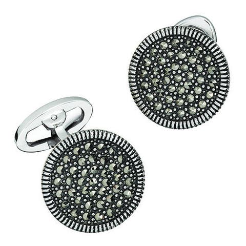 Round Marcasite Pave Sterling Cufflinks