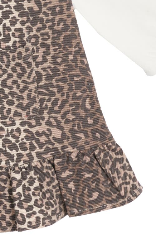 Rare Editions Leopard Denim Jumper & T-shirt Set In Brown
