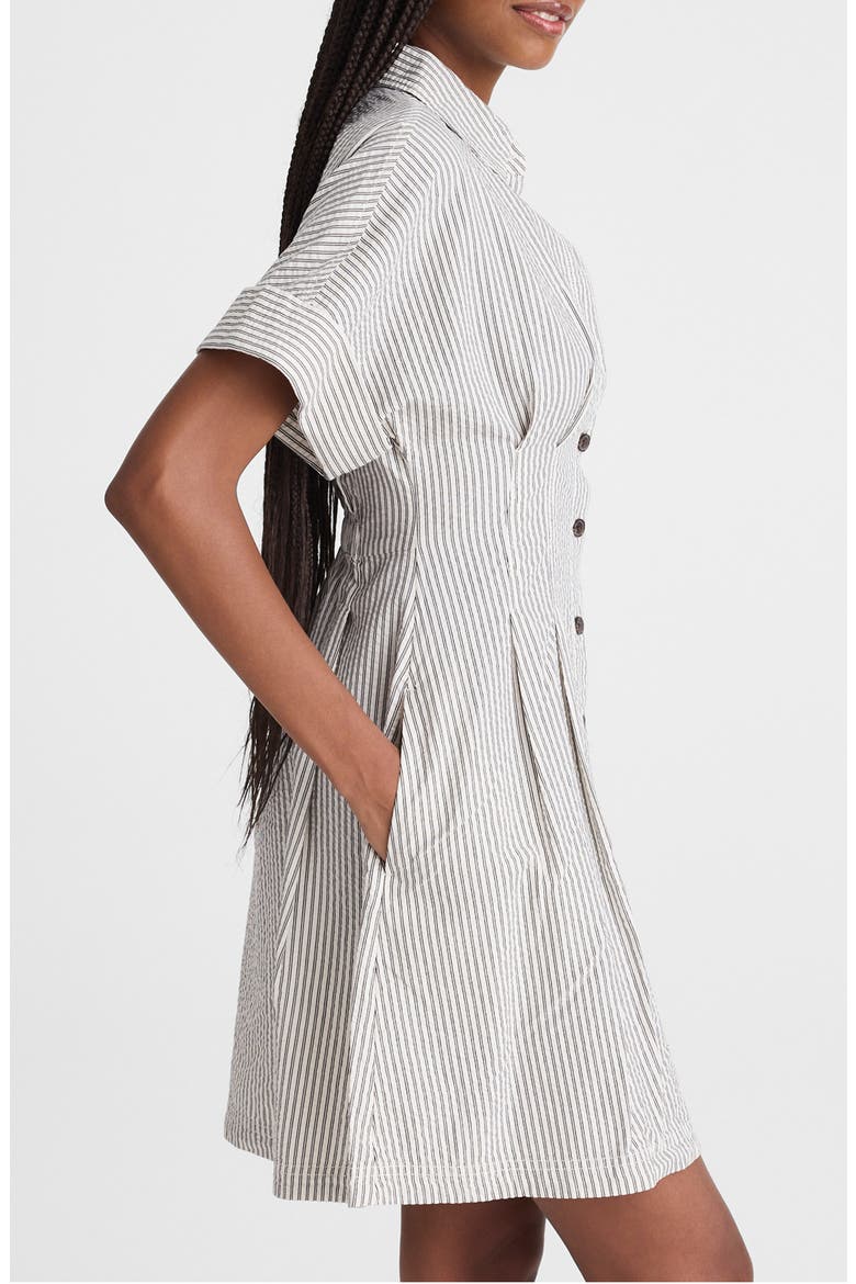 The Perry Stripe Cotton Seersucker Mini Shirtdress, Alternate, color, BLACK VINTAGE IVORY YARNDYE