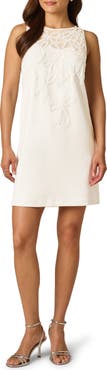 Adrianna Papell Beaded Bow Crepe Shift Dress