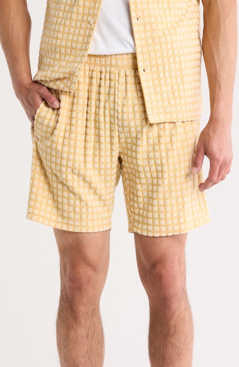 FLEECE FACTORY Box Cube Shorts, Main, color, Yellow